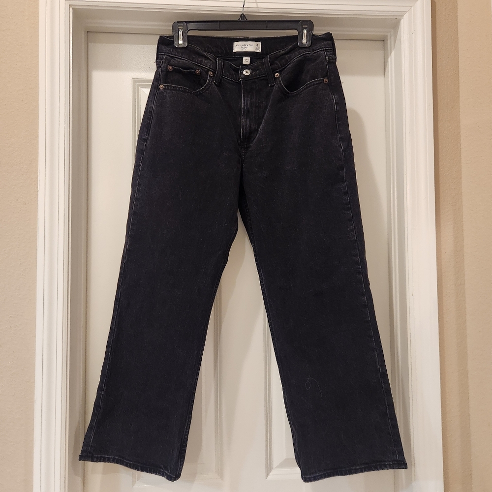 Abercrombie & Fitch Washed Black Wide-Leg Jeans